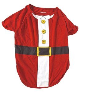 North Pole Trading Co Santa Dog Shirt Large Red White